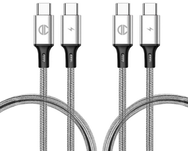 디씨네트워크 페브릭 C to C PD 고속 충전케이블 60W 2p, 2m, GRAY, 1개