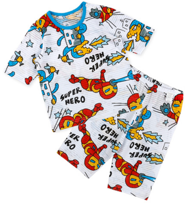 메이키즈 아동용 로봇히어로 오가닉 7부 쟈가드 실내 상하의 세트