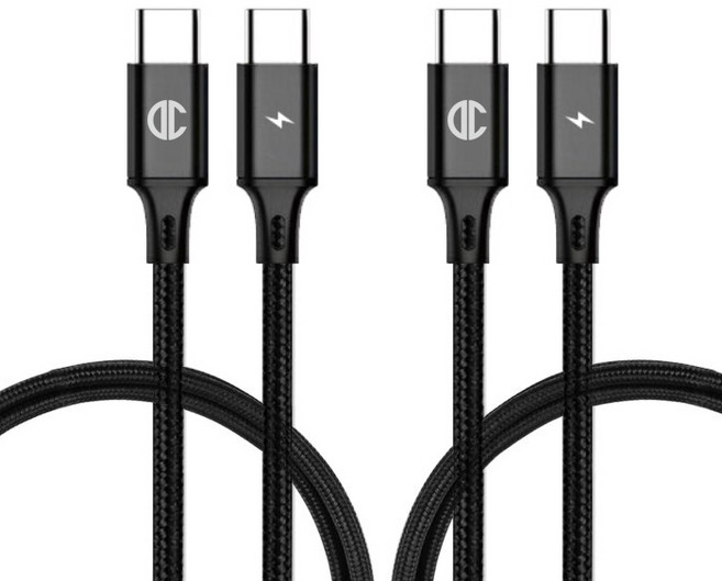 디씨네트워크 페브릭 C to C PD 고속 충전케이블 60W 2p, 2m, BLACK, 1개