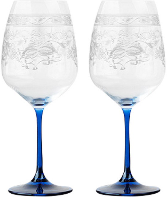 크리스탈렉스 지젤 쯔비벨 보르도 와인잔 블루 S130, 560ml, 2개