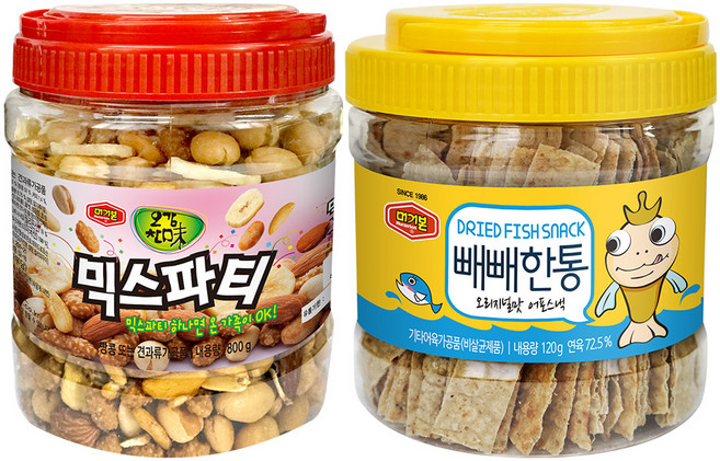 머거본 믹스파티 혼합견과 800g + 빼빼한통 오리지널 어포스낵 120g 세트, 1세트