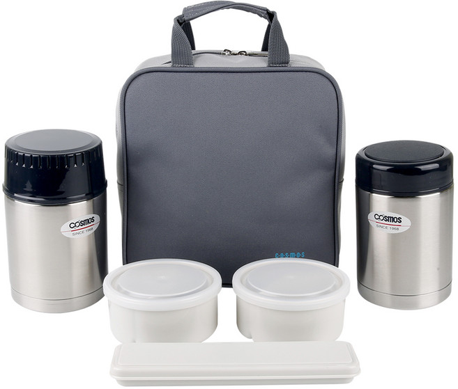 코스모스 원플러스원 보온도시락 세트 WJ-392, 혼합색상, 1세트