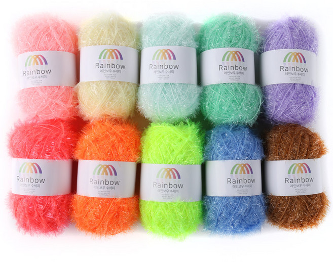 마마니트 레인보우 수세미실 10볼 B세트, 혼합색상, 10개