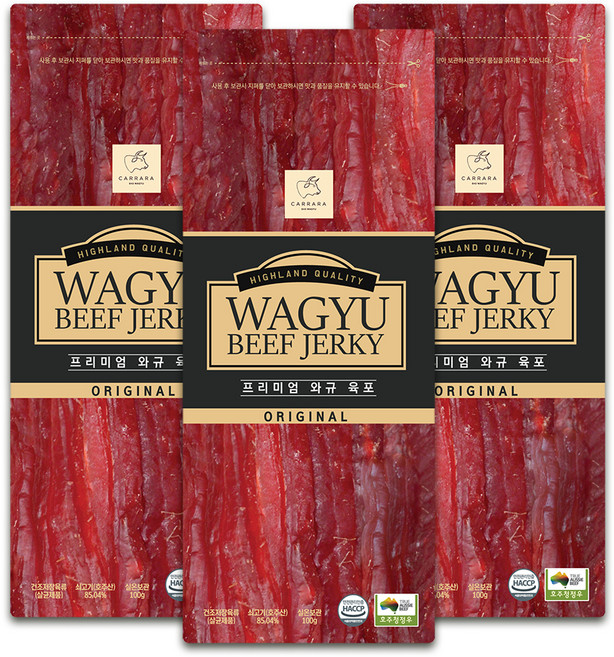 카라라 프리미엄 와규 육포 스틱형, 100g, 3개
