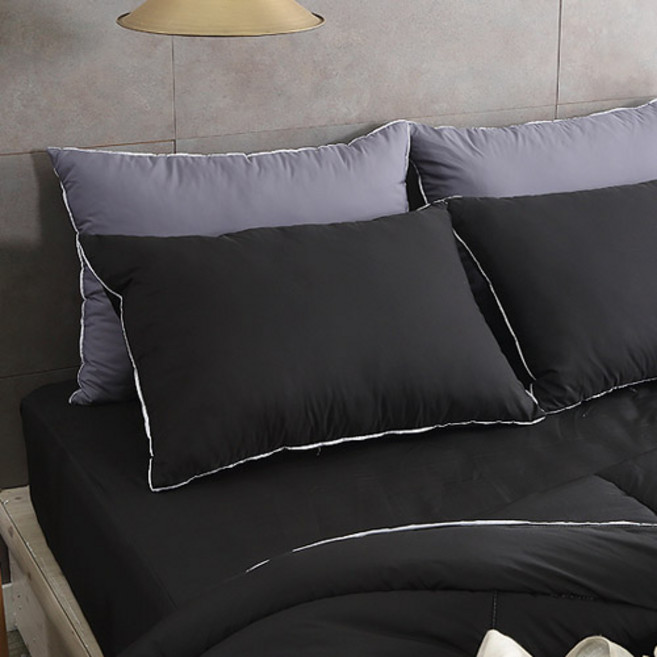 아임리빙 AG 프리미엄 중량업 호텔용 마이크로 다운필 베개 솜 + 커버 세트, 블랙, 1개