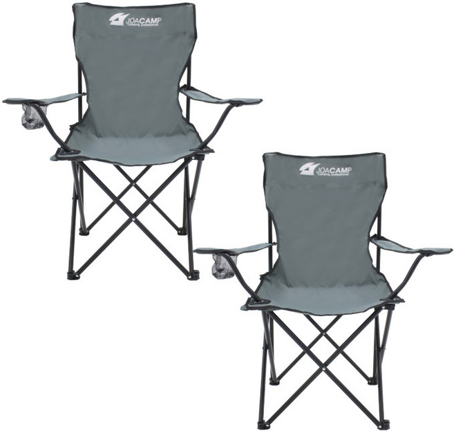 조아캠프 팔걸이 캠핑체어, 그레이, 2개