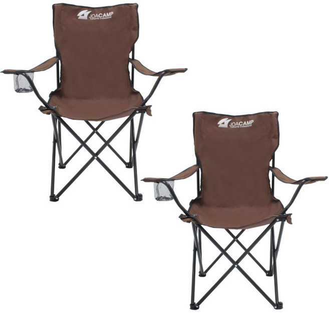 조아캠프 팔걸이 캠핑체어, 브라운, 2개