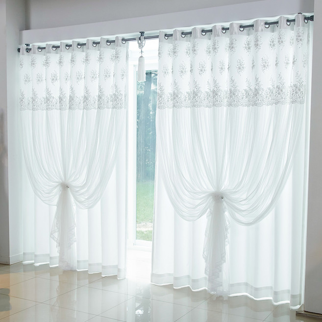 지나송 아이비 웨딩스타일 암막커튼 + 봉 세트