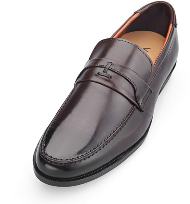 VONIN 남성용 천연소가죽 더블 스티치 유팁 페니 로퍼 SEE139DBR