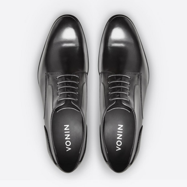VONIN 남성용 천연소가죽 더비 플레인 수제구두 SEG197BK