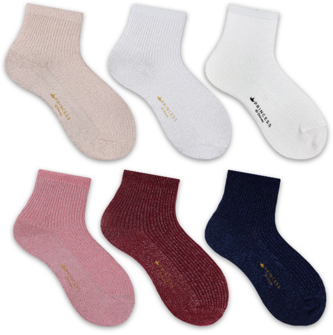 헤이내꼬 여성용 디즈니 프린세스 골지 메탈 단목양말 6켤레