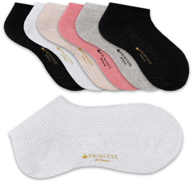 헤이내꼬 여성용 디즈니 프린세스 골지 메탈 스니커즈 5켤레 + 랜덤발송 2켤레