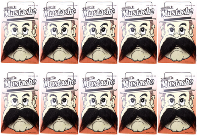 파티공구 6번 콧수염 분장용품, 혼합색상, 10개