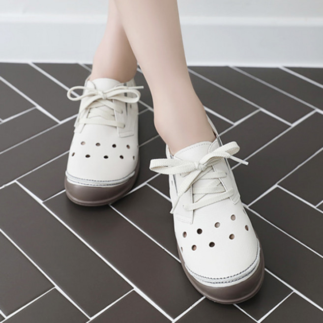 지쎄 여성용 천연양가죽 리투스 펀칭 캐주얼 수제화