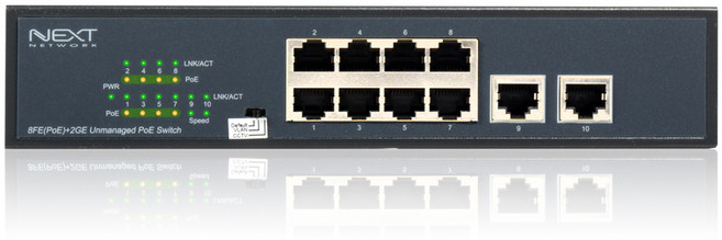넥스트유 8포트 10/100 Mbps PoE+2포트 업링크 스위칭 허브, NEXT-POE808FP, 1개[출고]_ma