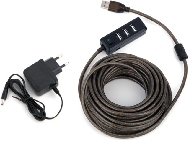 NEXT 4口電源 USB2.0中繼器+集線器適配器 NEXT-USB105PW, 混色