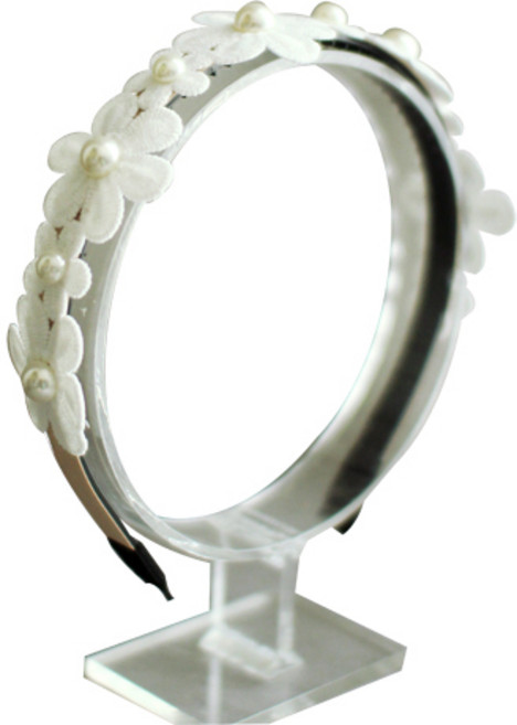 작은아씨들 여아용 진주 플라워 레이스 코지 헤어밴드