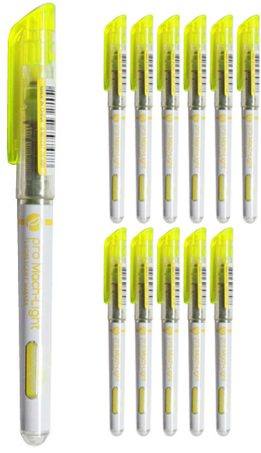 모닝글로리 프로 마하라이트 형광펜, 노랑, 12개