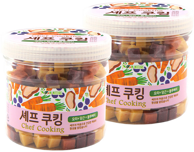 퍼피아이 강아지 셰프쿠킹 통간식, 혼합맛(오리/당근/블루베리), 400g, 2개