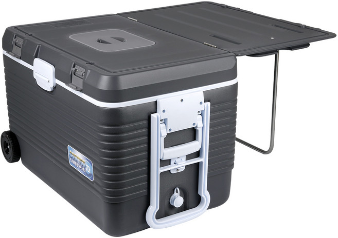 코스모스 테이블겸용 바퀴형 아이스박스, 혼합색상, 70L