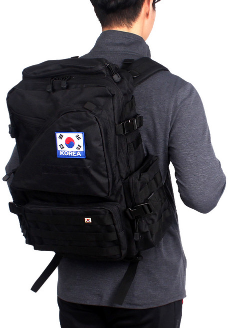 Military Fox 大容量後背包 50L + 太極旗臂章 + 太極旗徽章 小, 黑色