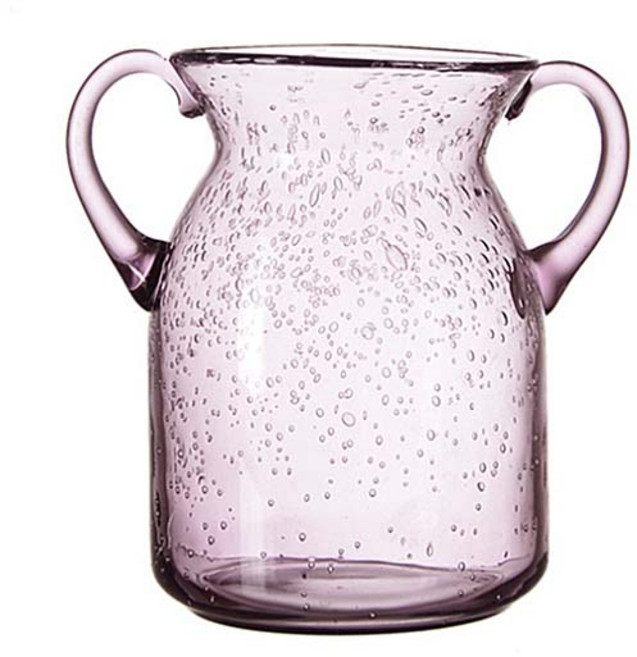 기포 문양 손잡이 유리 화병, 퍼플