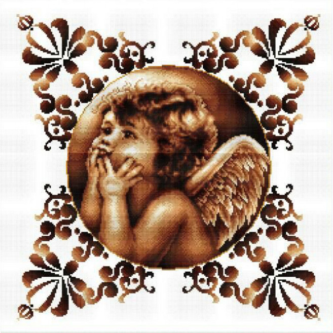 조이십자수 11카운트 십자수 프린트 패키지 세트 40308 baby angel, 1세트, 혼합색상