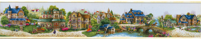 JoyJasu 11CT 印花十字繡套組 80302 A Green Village, 1套, 混合色