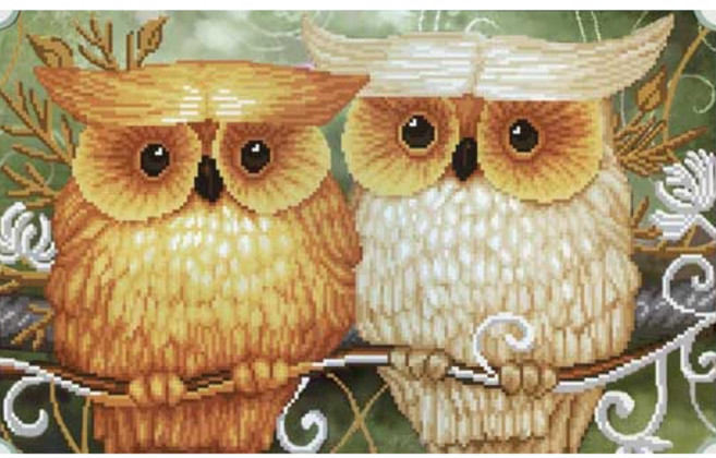 조이십자수 11카운트 십자수 프린트 패키지 세트 180303 행복 부엉이, 1세트, 혼합색상