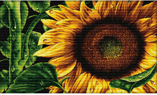 조이십자수 11카운트 십자수 프린트 패키지 세트 100802 sunflower, 혼합색상, 1세트