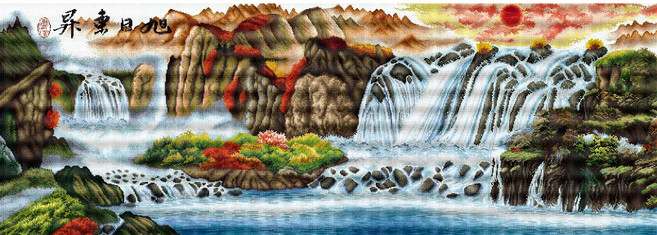 조이십자수 11카운트 십자수 프린트 패키지 세트 90401 신의 폭포, 1세트, 혼합색상