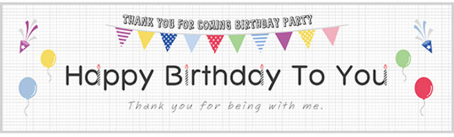 파티공구 생일현수막 가로형 영문, 혼합