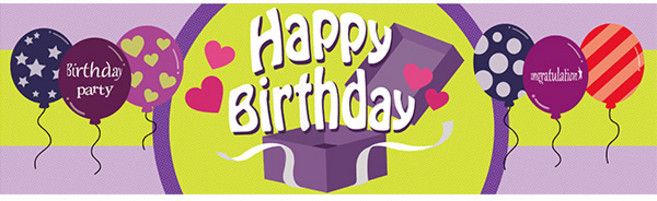 리빙다 생일현수막 가로형, 벌스데이퍼플라임