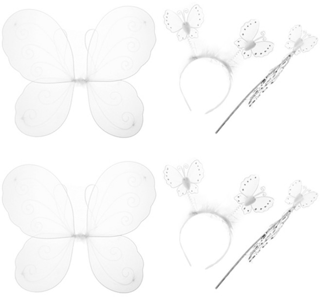 나비날개 봉 머리띠 세트, 화이트, 2세트
