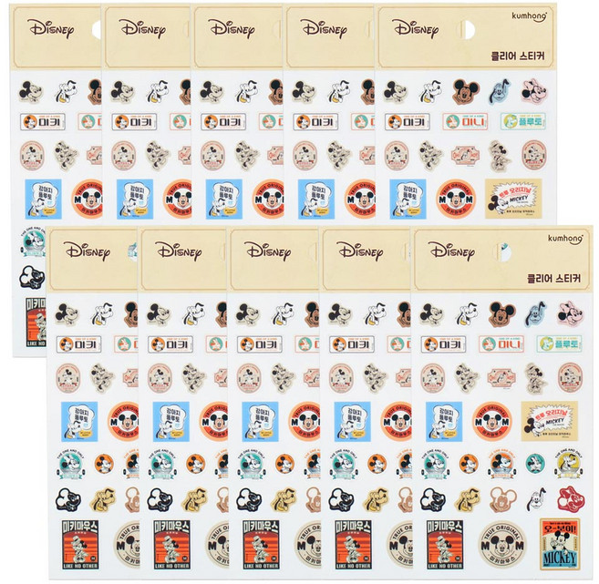 금홍팬시 미키 레트로 클리어 스티커 세트, 혼합색상, 10세트