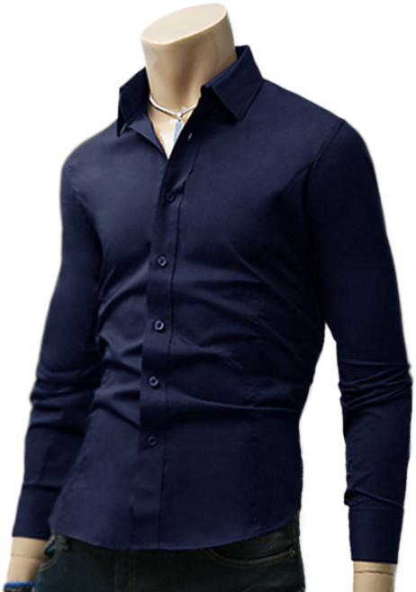 블루포스 남성용 리노스 솔리드 무지 스판 긴팔 남방