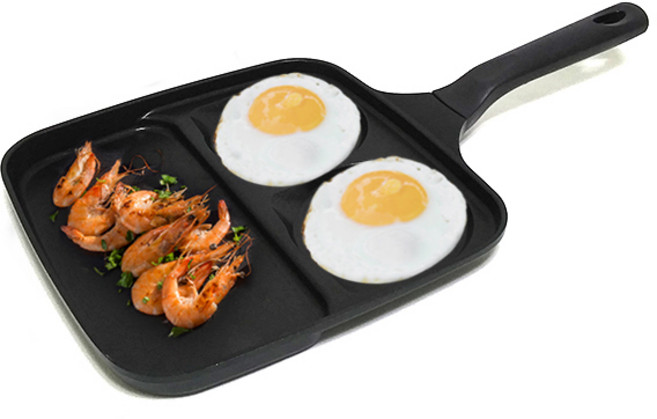 키친아트 인덕션 사각3구 브런치 에그팬, 27cm, 1개
