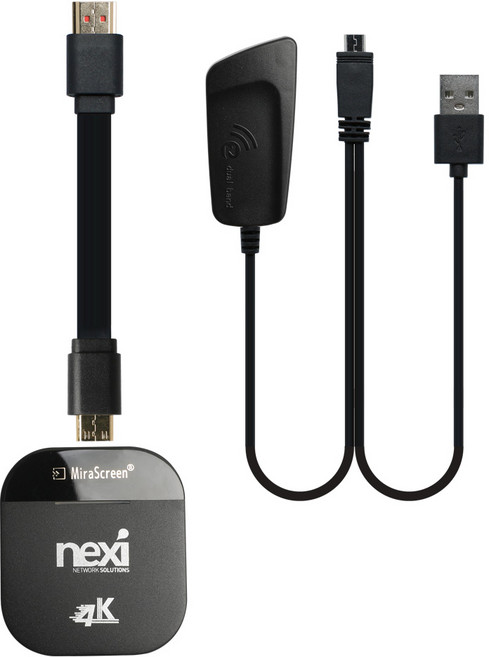 넥시 무선 스마트폰 미라캐스트 미러링 동글 NX-MHL912-4K, 블랙, 1개