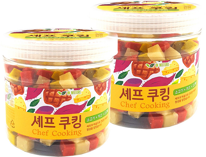 퍼피아이 강아지 셰프쿠킹 통간식, 혼합맛(소고기/치즈/고구마), 400g, 2개