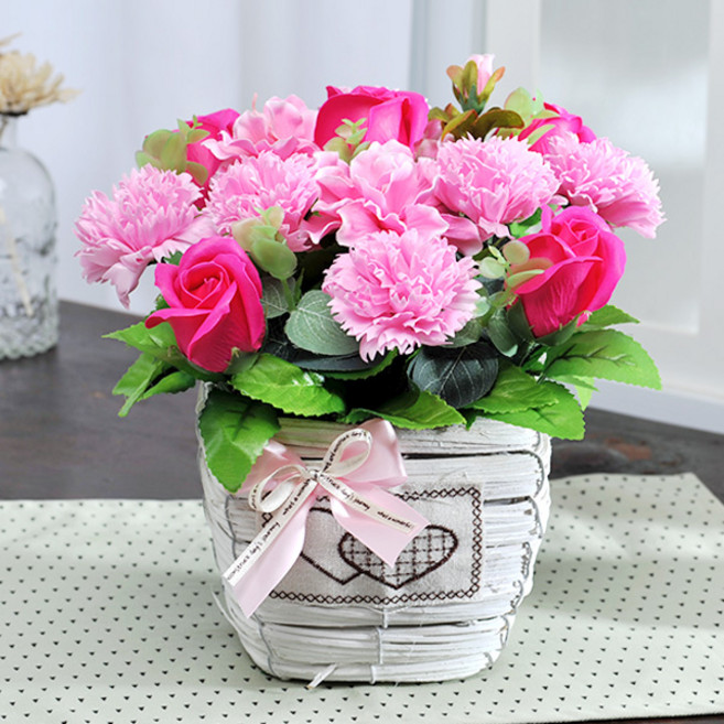조화 러브 카네이션 바구니 중, 핑크