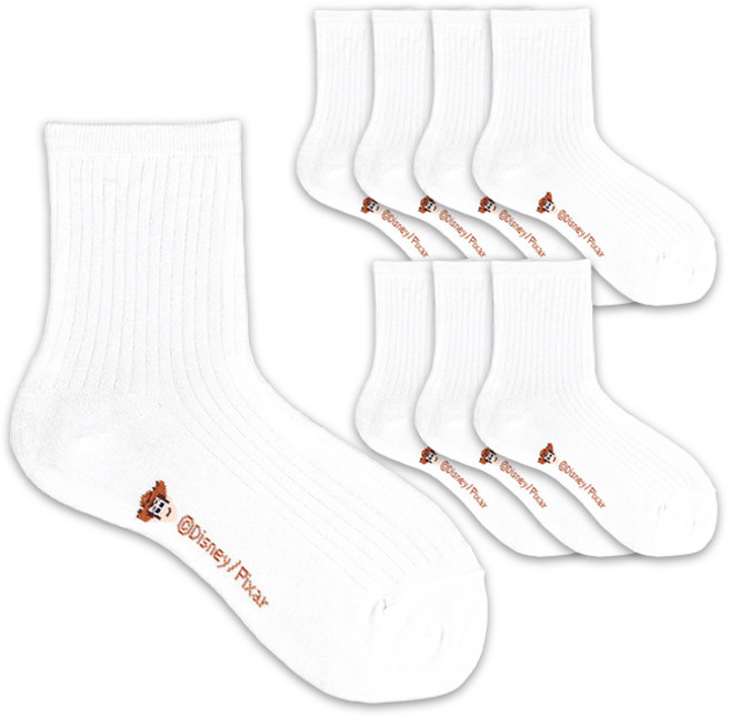 헤이내꼬 여성용 디즈니 토이스토리 골지 중목양말 8켤레