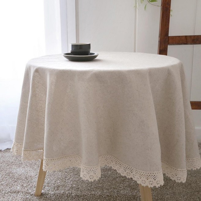 까사베르데 다프네 린넨 식탁보, 내추럴, 110원형, 1개