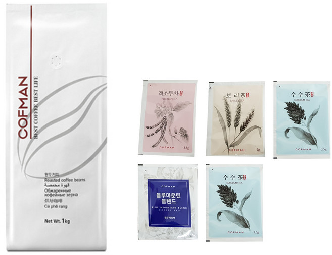 코프만 프레스티지 블랜딩 원두커피 1kg + 티백 5p 랜덤 발송, 홀빈(분쇄안함), 1개