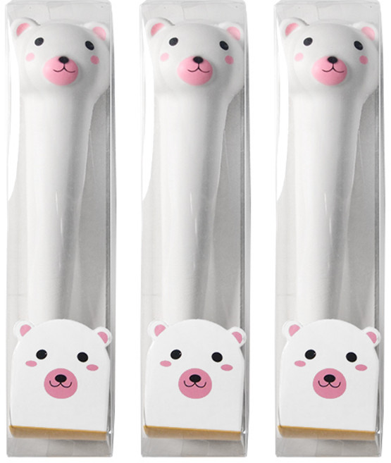 투영디자인 말랑말랑 스퀴시 중성펜, 백곰, 3개