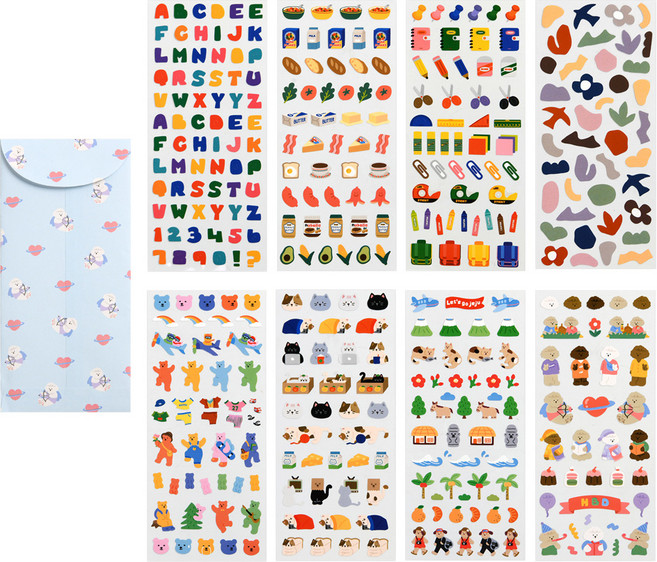 데일리라이크 다이어리 리무버 씰 8종 세트 + 종이봉투, 혼합색상, 1세트