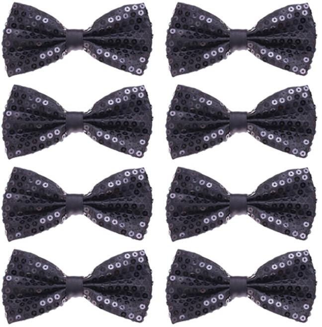 Party09 高級亮片蝴蝶領結, 黑色, 8個