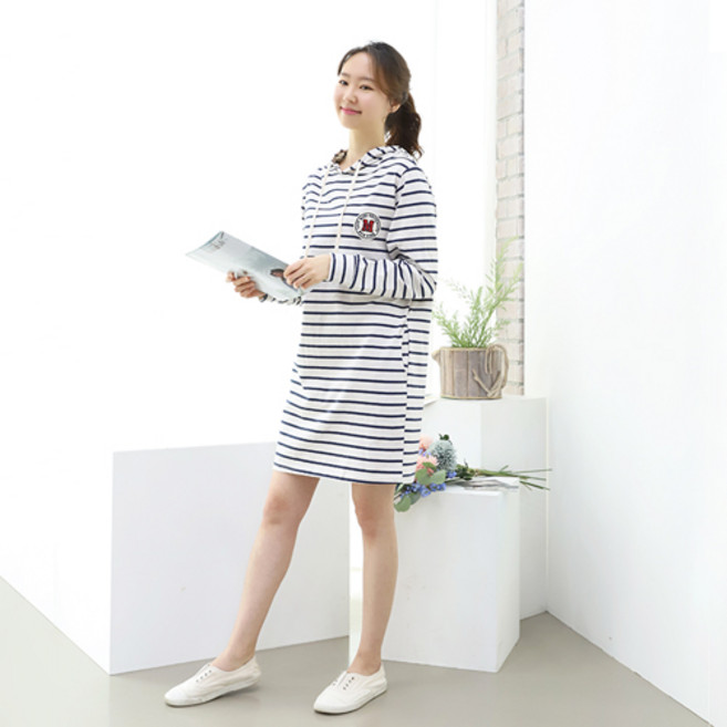 팡팡샵 T 긴 M와펜후드 수유 원피스