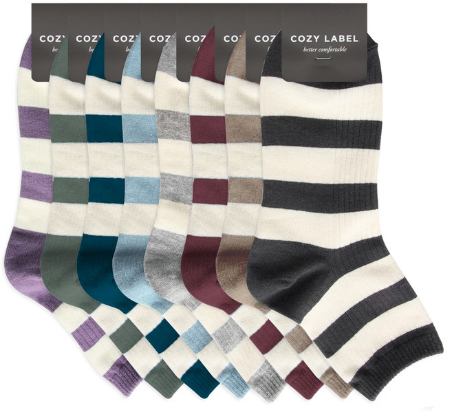 코지라벨 여성용 골지 컬러링글 양말 8켤레