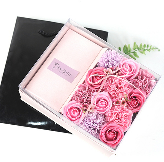 도시정원 조화 감사 카네이션 용돈박스, 핑크