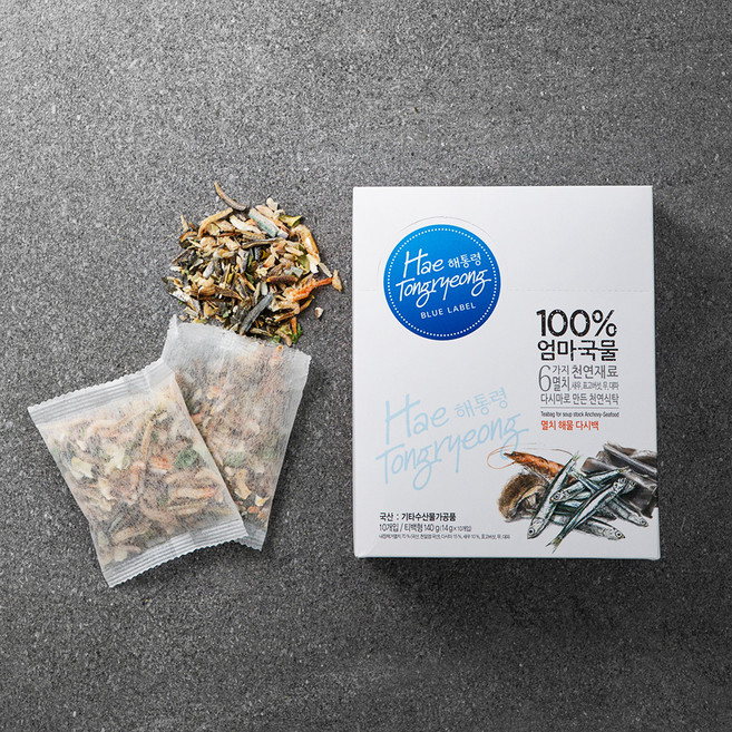 해통령 100% 엄마국물 멸치 해물 다시백, 14g, 10개입, 1개